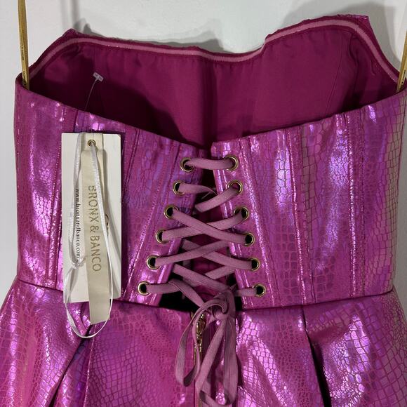 NWT Bronx and Banco Snakeskin Lace-Up Maraya Mini Dress | Pink Purple | SZ XL - Picture 7 of 14